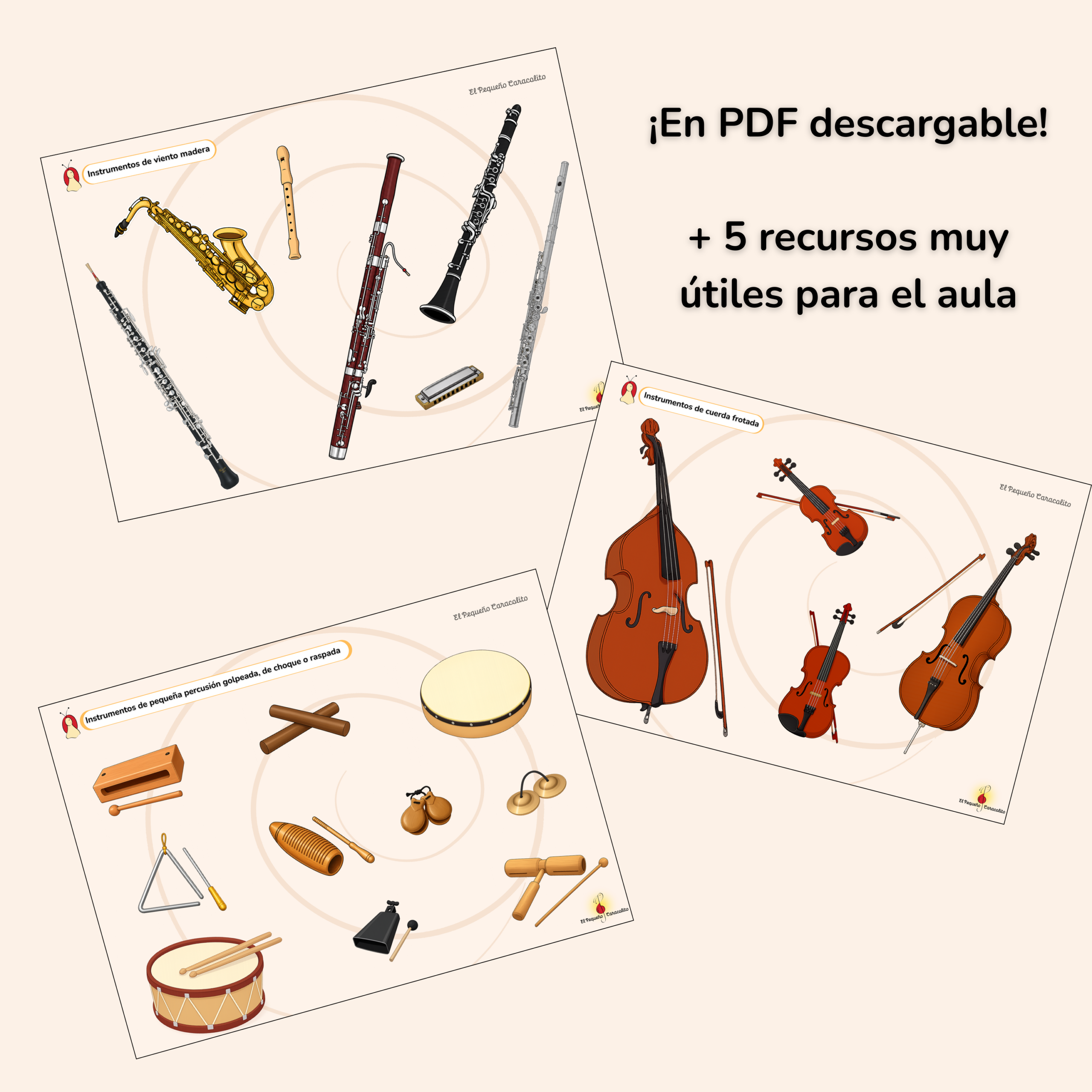 Pack de láminas descargables: Los instrumentos musicales + 5 recursos para el aula - Imagen 2
